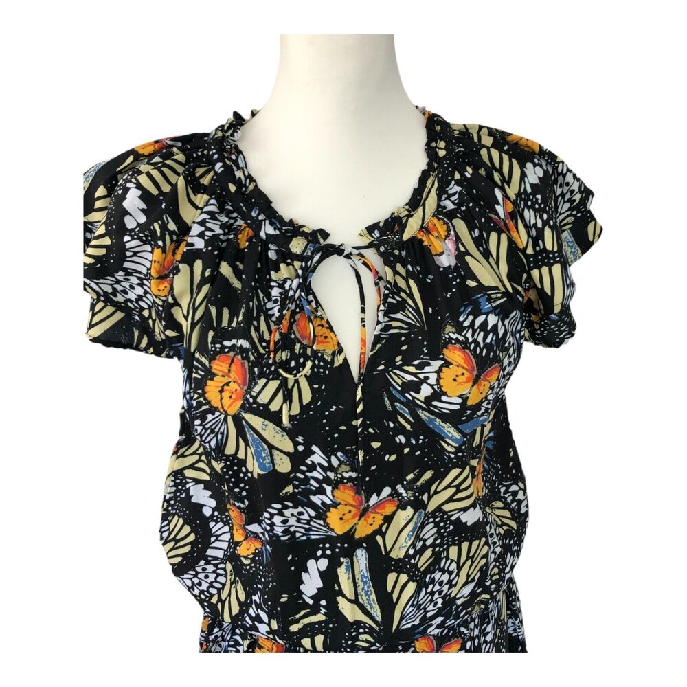 Area Stars Butterfly Multi Colored Tiered Ruffle Hem Knee‎ Length Dress Size M - Picture 3 of 14